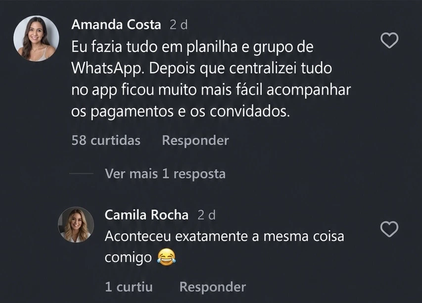 Comentário de noiva